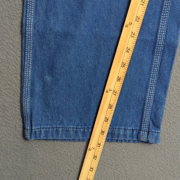 Liberty Denim Bib Overalls Men's 34x30 Blue Carpenter Loop Uneven Inseam Length - Picture 7 of 14